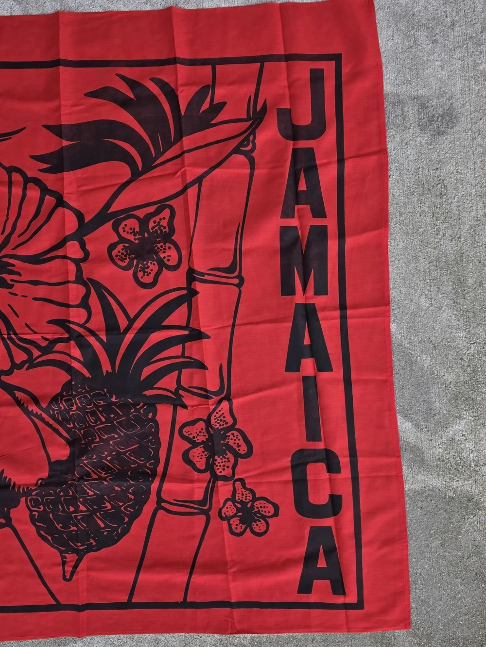 Vintage 80s Jamaica Sarong Wrap A-Kanga Red Black Beach Cover Up
